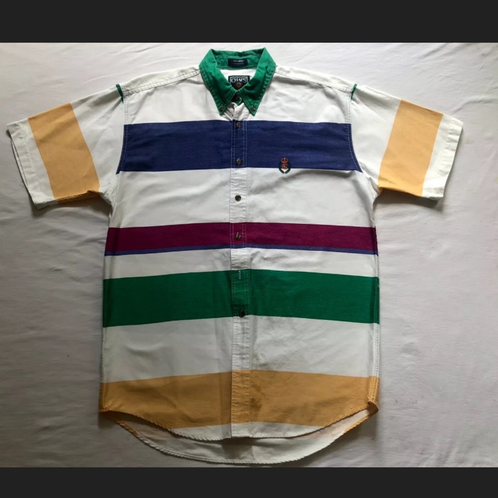 VTG Colorblock Polo Chaps Ralph Lauren Crest L